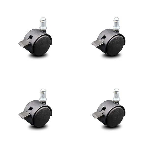 Service Caster 2 Inch Flat Black Hooded Nylon Wheel Grip Ring Chair Caster with Brake SCC, 4PK SCC-GR02S50D-NYS-FB-B-716X78-4 - main